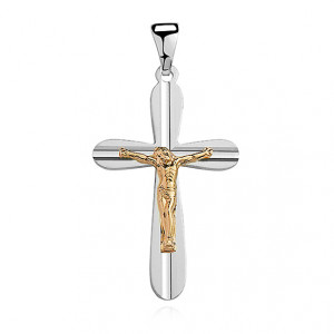 Cruciulita argint pandantiv placata partial cu aur galben DiAmanti K0022GR-DIA (Argint 925‰ 2,1 g.)